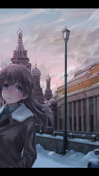 Girl black dress snow building - bourgeoi free wallpaper