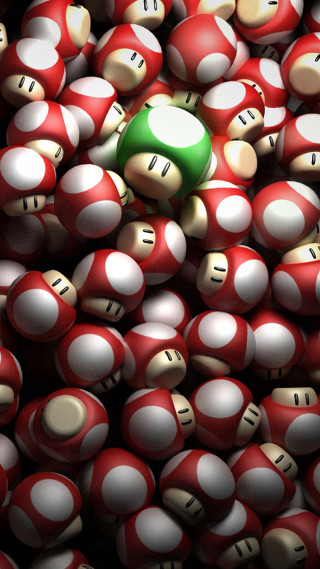 Green mushroom white red balls - free happy birthday wallpaper