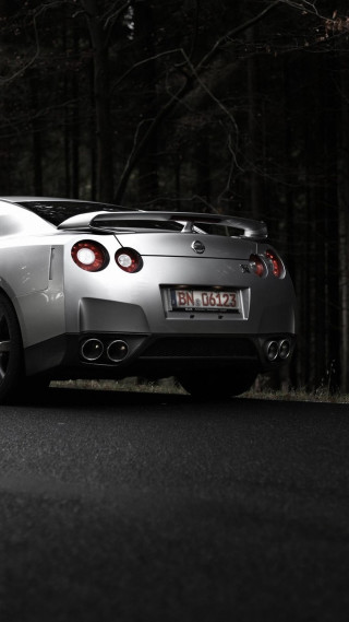 Silver sports car forest night - the side of the road free wallpaper