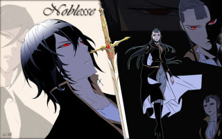 Anime characters swords demon red - their hand and a demon in the background free wallpaper