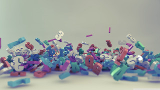 Colorful letters numbers purple object - octane renderer free wallpaper