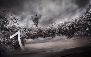 Man standing paper numbers flying 2 - brad kunkle free wallpaper