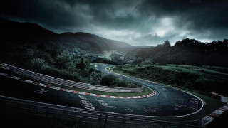 Winding road dark sky clouds - road free wallpaper