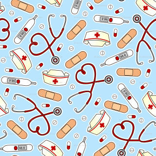 Medical pattern blue background red - neoplasticism free wallpaper