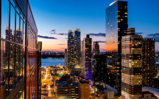 City skyline night water buildings 5 - frances jetter free wallpaper