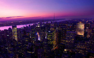 City skyline night purple sky 12 - a purple sky free wallpaper