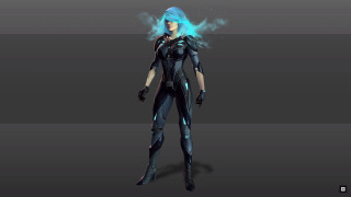 Futuristic woman blue hair hairdo - blue hair free wallpaper