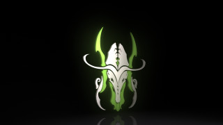 Green white animal skull reflection - a reflection free wallpaper