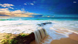 Waterfall ocean beach waves crashing - the ocean water free wallpaper