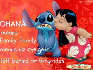 Cartoon character kissing child quote - left free wallpaper