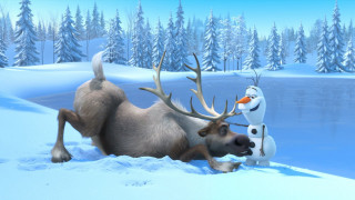 Frozen world lake snowman reindeer - brian snøddy free wallpaper for desktop