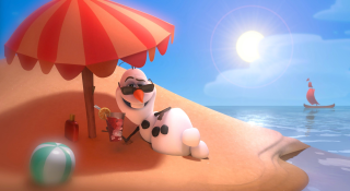 Cartoon penguin red umbrella beach - brian snøddy free wallpaper for desktop