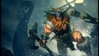 Horned man sword running water - head and a sword free wallpaper