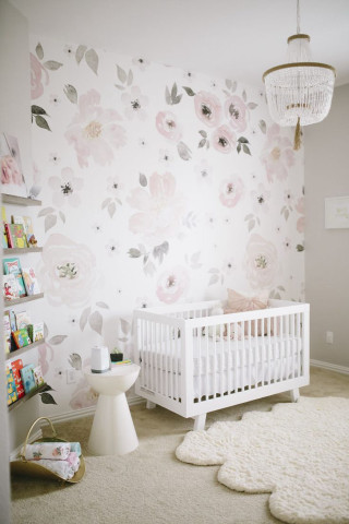 White crib nursery flower wallpaper 2 - soft color free wallpaper