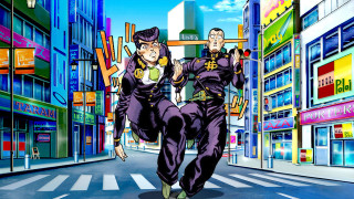 Anime characters running city street - serial free wallpaper