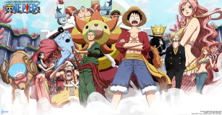 Anime characters snow sky clouds - costume free wallpaper