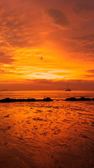 Beach sunset person surfboard sailboat - the beach free wallpaper