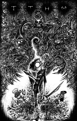 Black white drawing woman flowers - a sword free wallpaper