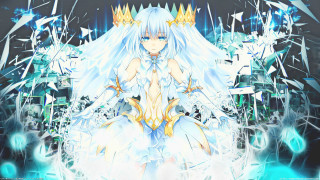 Anime white hair blue eyes 3 - ice crystal free wallpaper
