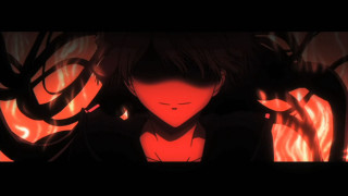 Girl closed eyes red background - flame free wallpaper for desktop