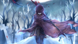 Woman purple cloak sword snowy - a manga drawing free wallpaper for desktop