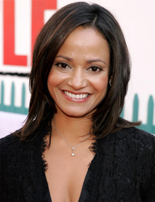 Woman black top necklace smiling - daphne allen free wallpaper