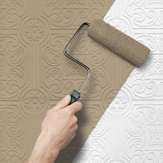 Man painting wall roller wallpaper - a wall free wallpaper