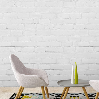 White brick wall two chairs - a minimalist painting free wallpaper