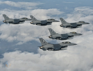 Fighter jets formation clouds blue - a blue sky background free wallpaper