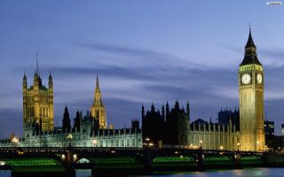 Clock tower cityscape bridge river - a bridge in front free wallpaper