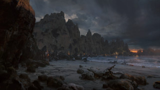 Rocky beach dark sky people - craig mullins free wallpaper