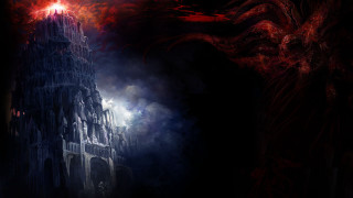 Dark castle dragon red light - the top of it free wallpaper