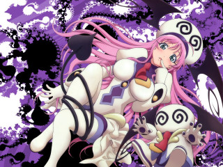 Anime pink hair cat costume - her back free wallpaper
