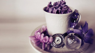Cup flowers clock plate flower - a flower arrangement free wallpaper