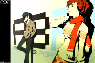 Woman red scarf man brown - a brown coat free wallpaper