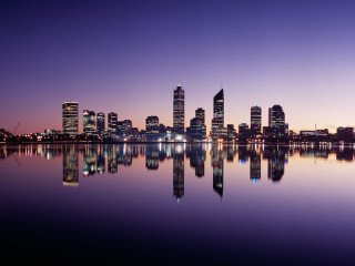 City skyline reflection water dusk - cityscape free wallpaper
