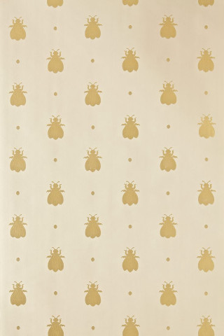 Bees pattern white background gold - a wall free wallpaper