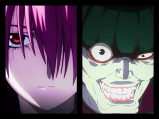 Purplehair redeyes creepyface baioken twofaces - a creepy face free wallpaper