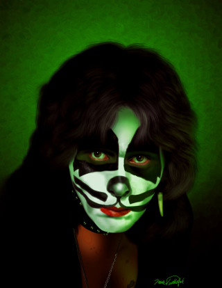 Woman green black face paint - digital painting free wallpaper