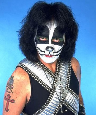 Man black white face paint - metal free wallpaper