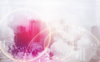 City buildings clouds pink white - photo of a city free wallpaper