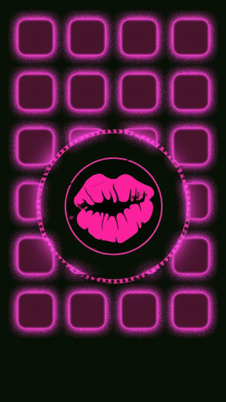Pink lipstick black background squares - video art free wallpaper