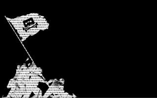 Black white mountain flag photo - ascii art free wallpaper
