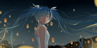 Woman blue hair night sky - a night sky free wallpaper
