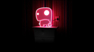 Pink elephant light black table - a red curtain free wallpaper