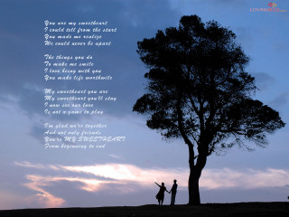 Couple tree poem cloudy day - romantic free wallpaper