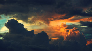 Colorful sky clouds plane sun - the sun behind free wallpaper