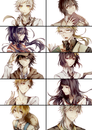 Anime characters expressions faces hair - color free wallpaper