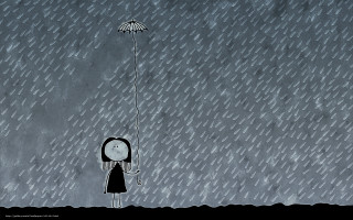 Little girl kite rain drawing - background free wallpaper