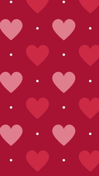Red background hearts dots pattern - international typographic style free wallpaper